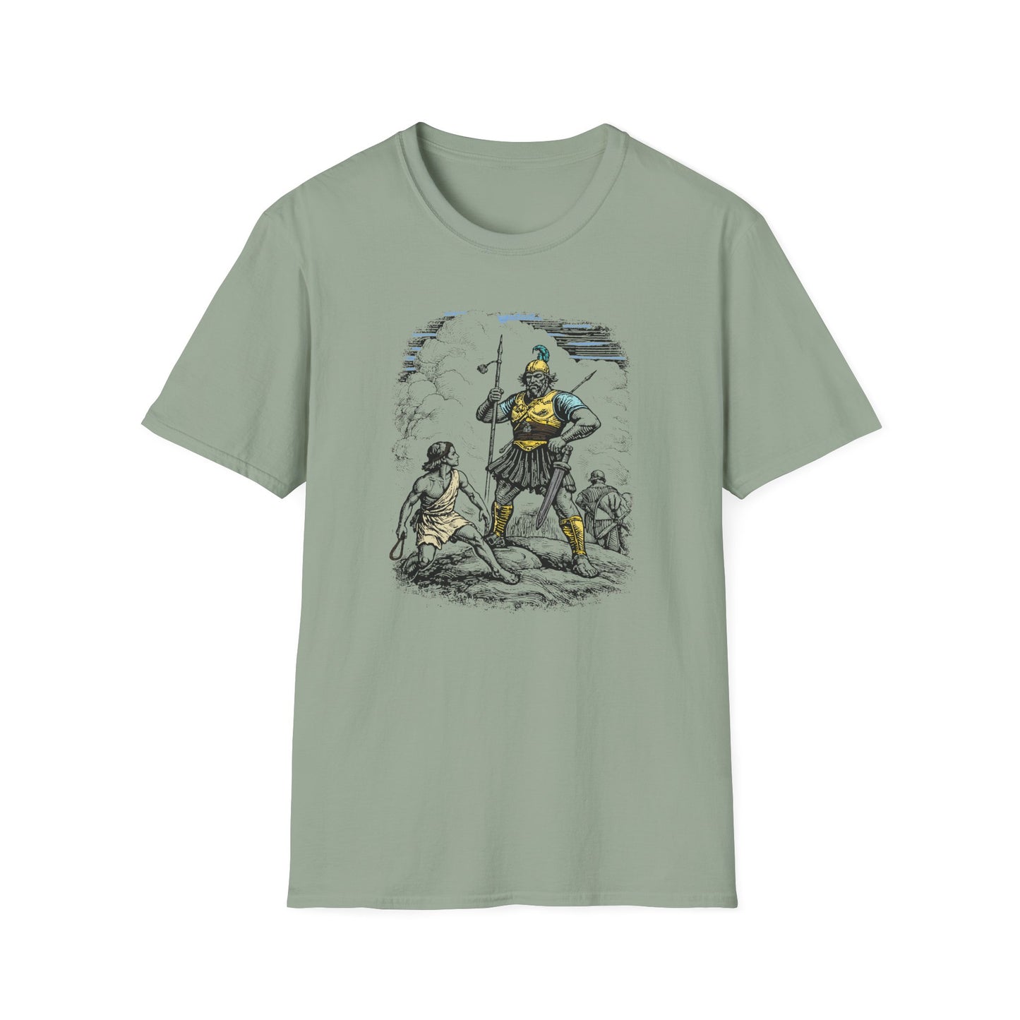 David & Goliath Pastel Linocut T-Shirt