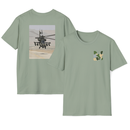 Apache Helicopter Modern Print T-Shirt