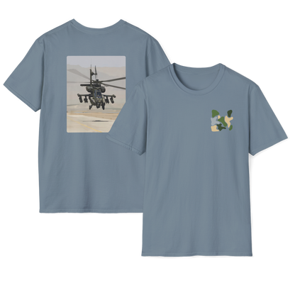 Apache Helicopter Modern Print T-Shirt