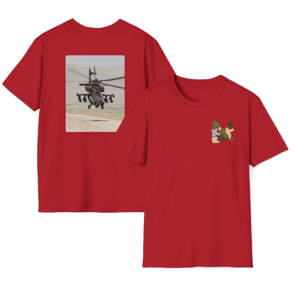 Apache Helicopter Modern Print T-Shirt