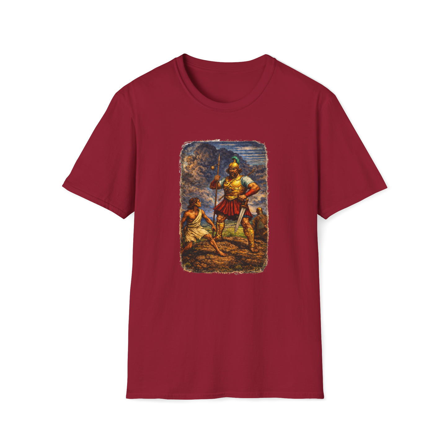 David & Goliath 2 Full Color Linocut T-Shirt