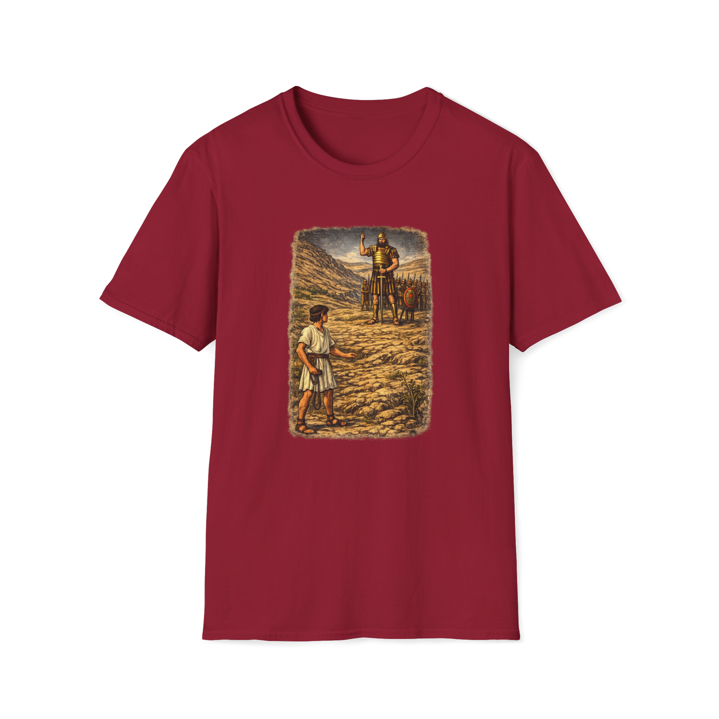 David & Goliath Full Color Linocut T-Shirt