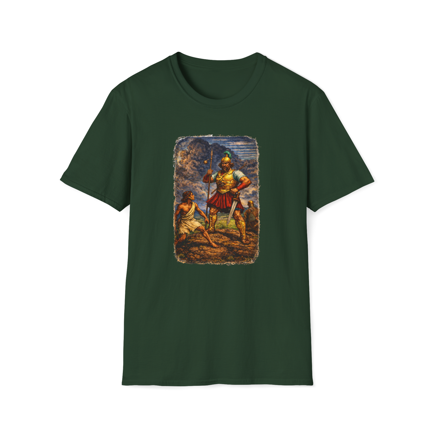 David & Goliath 2 Full Color Linocut T-Shirt
