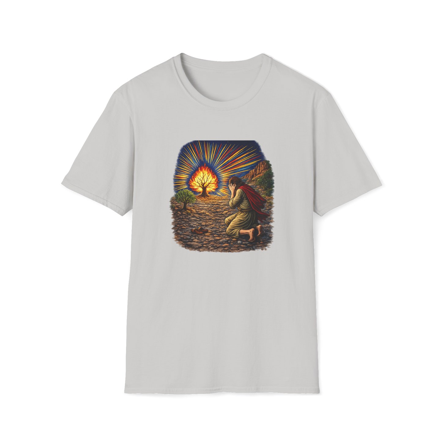 Moses & the Burning Bush Full Color Linocut T-Shirt