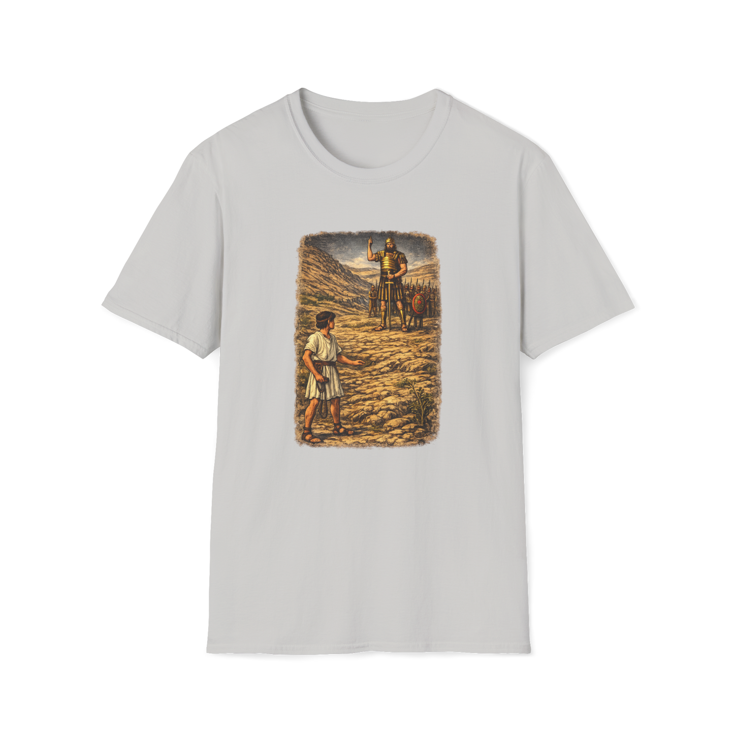 David & Goliath Full Color Linocut T-Shirt