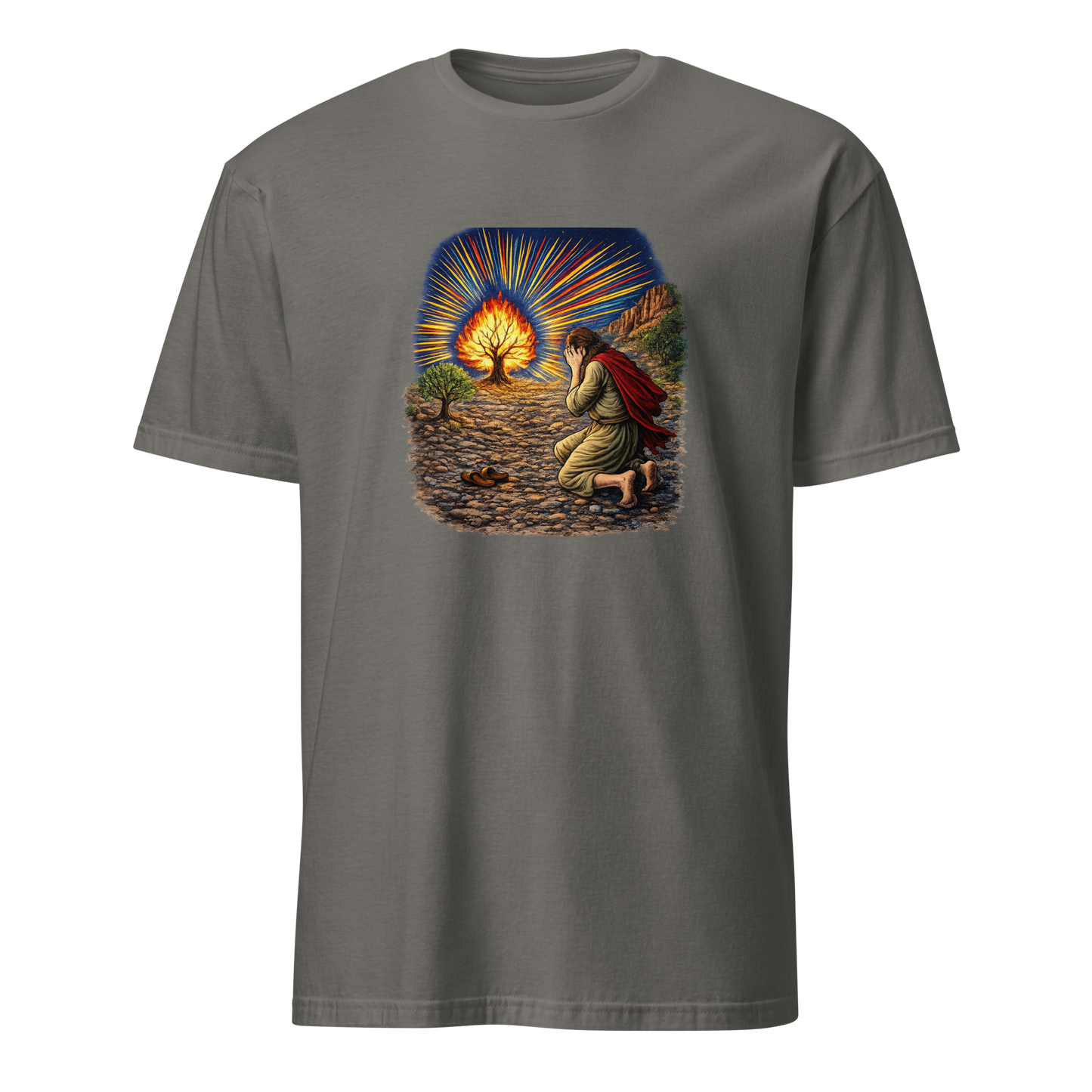Moses & the Burning Bush Full Color Linocut T-Shirt