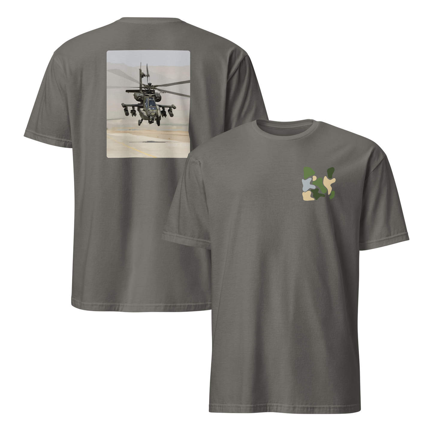 Apache Helicopter Modern Print T-Shirt