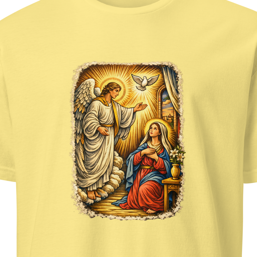 Mary & Gabriel Full Color Linocut T-Shirt