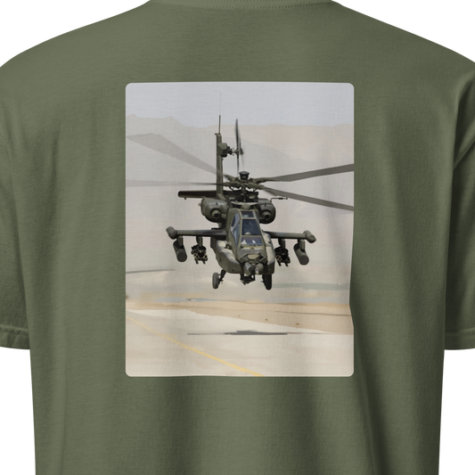 Apache Helicopter Modern Print T-Shirt