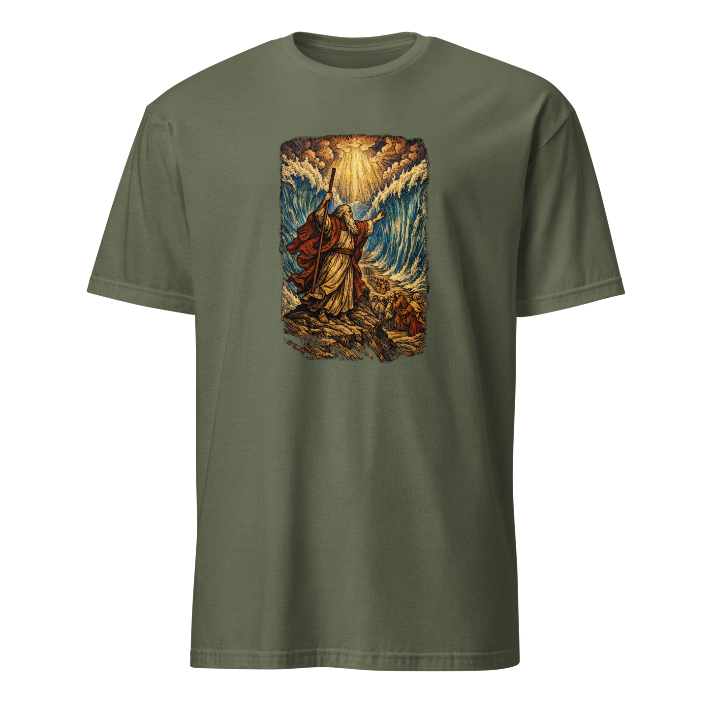 Moses Parts the Sea Full Color Linocut T-Shirt