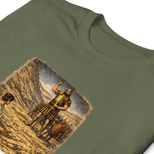 David & Goliath Full Color Linocut T-Shirt