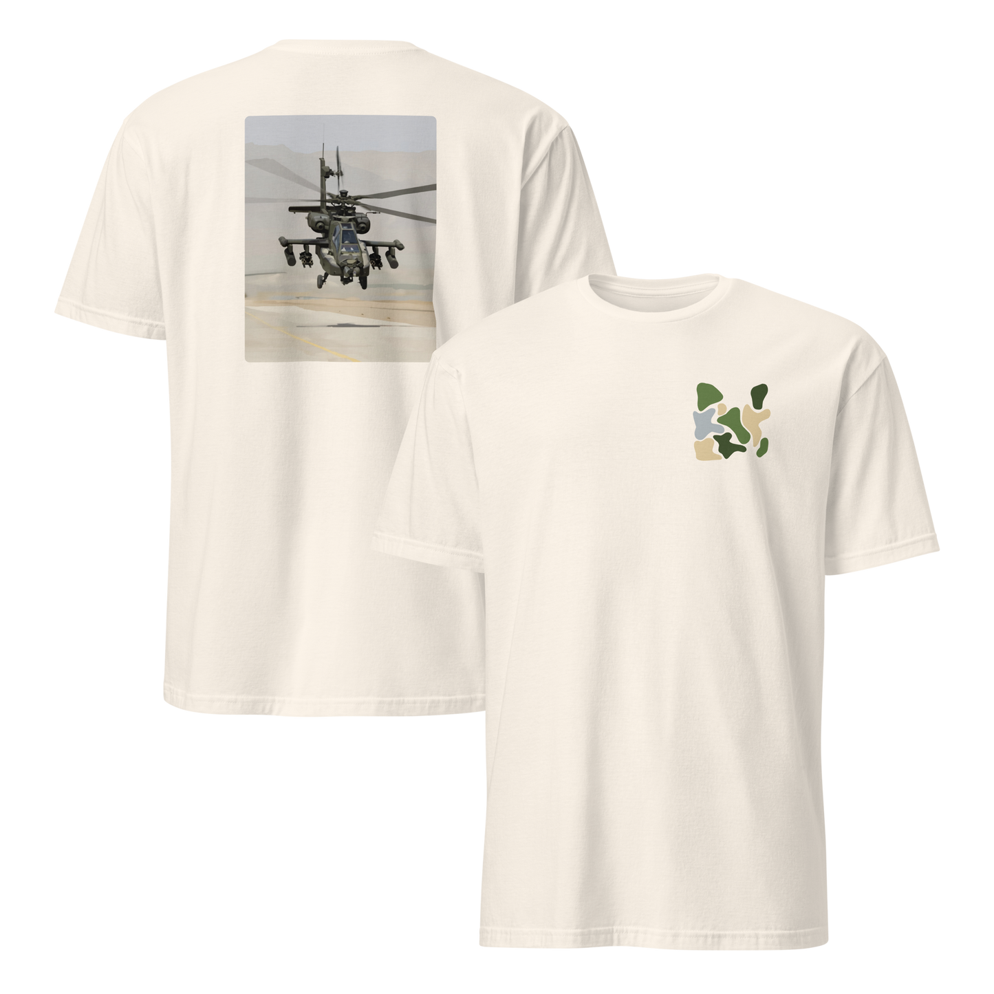 Apache Helicopter Modern Print T-Shirt