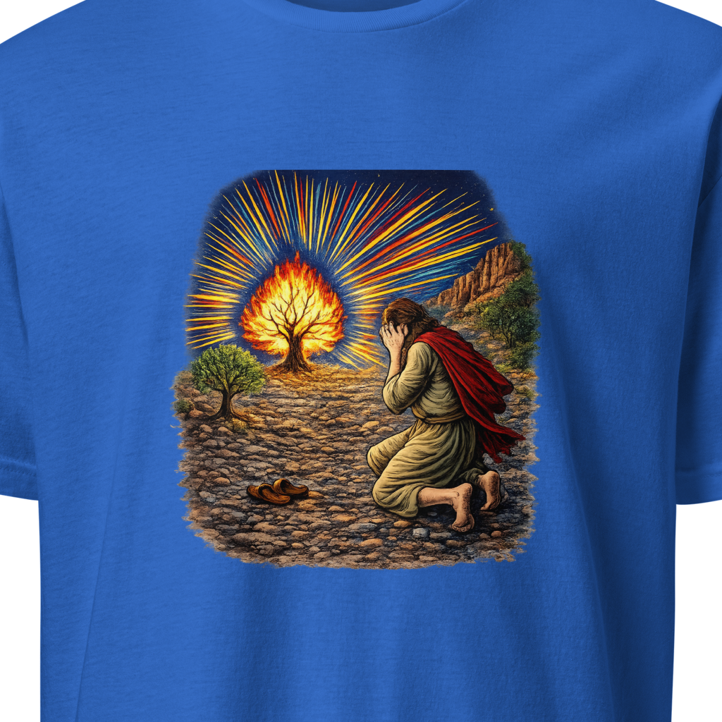 Moses & the Burning Bush Full Color Linocut T-Shirt