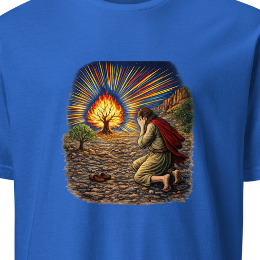 Moses & the Burning Bush Full Color Linocut T-Shirt