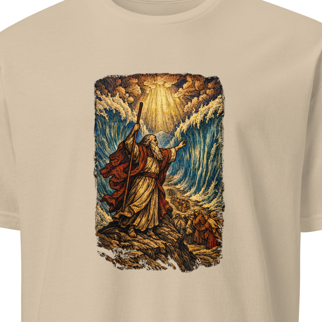 Moses Parts the Sea Full Color Linocut T-Shirt