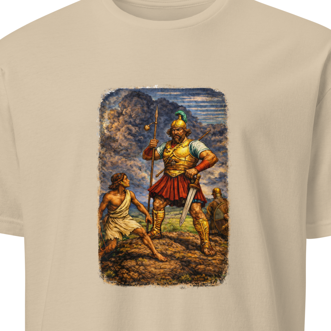 David & Goliath 2 Full Color Linocut T-Shirt