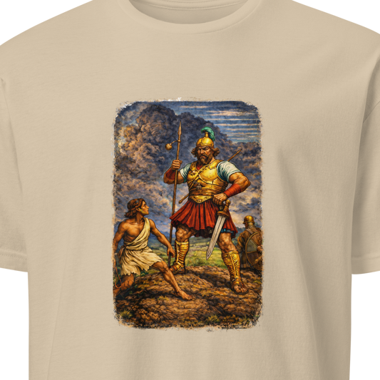David & Goliath 2 Full Color Linocut T-Shirt