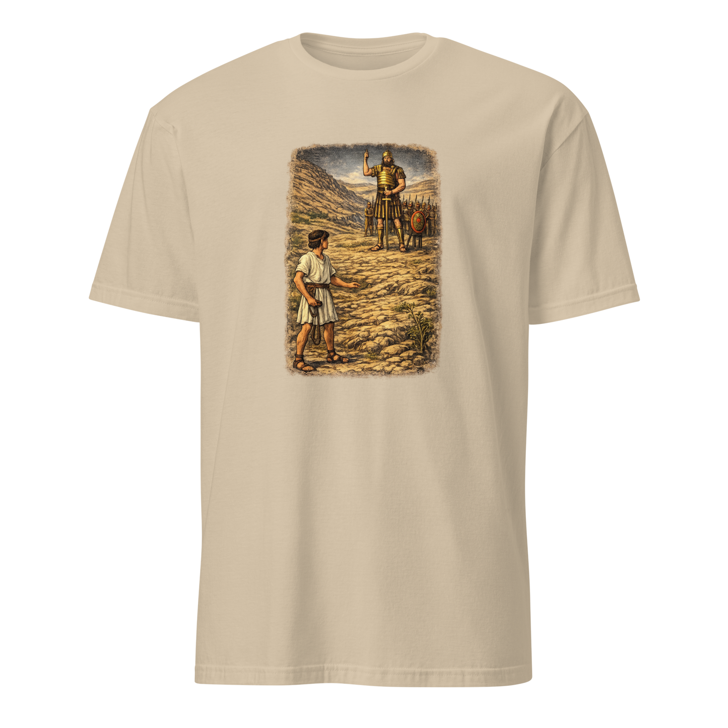 David & Goliath Full Color Linocut T-Shirt