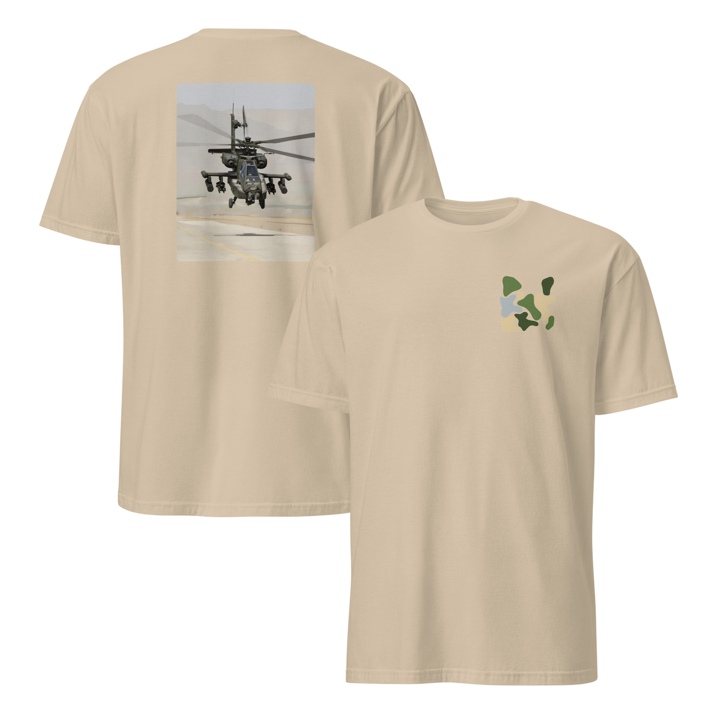 Apache Helicopter Modern Print T-Shirt