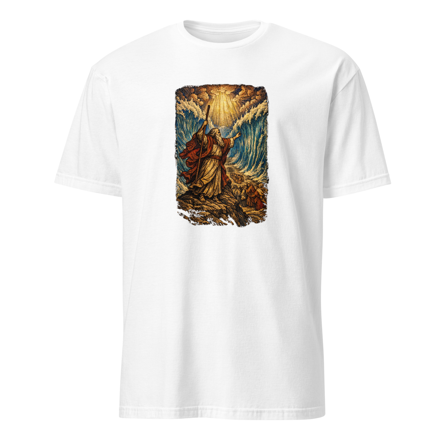 Moses Parts the Sea Full Color Linocut T-Shirt