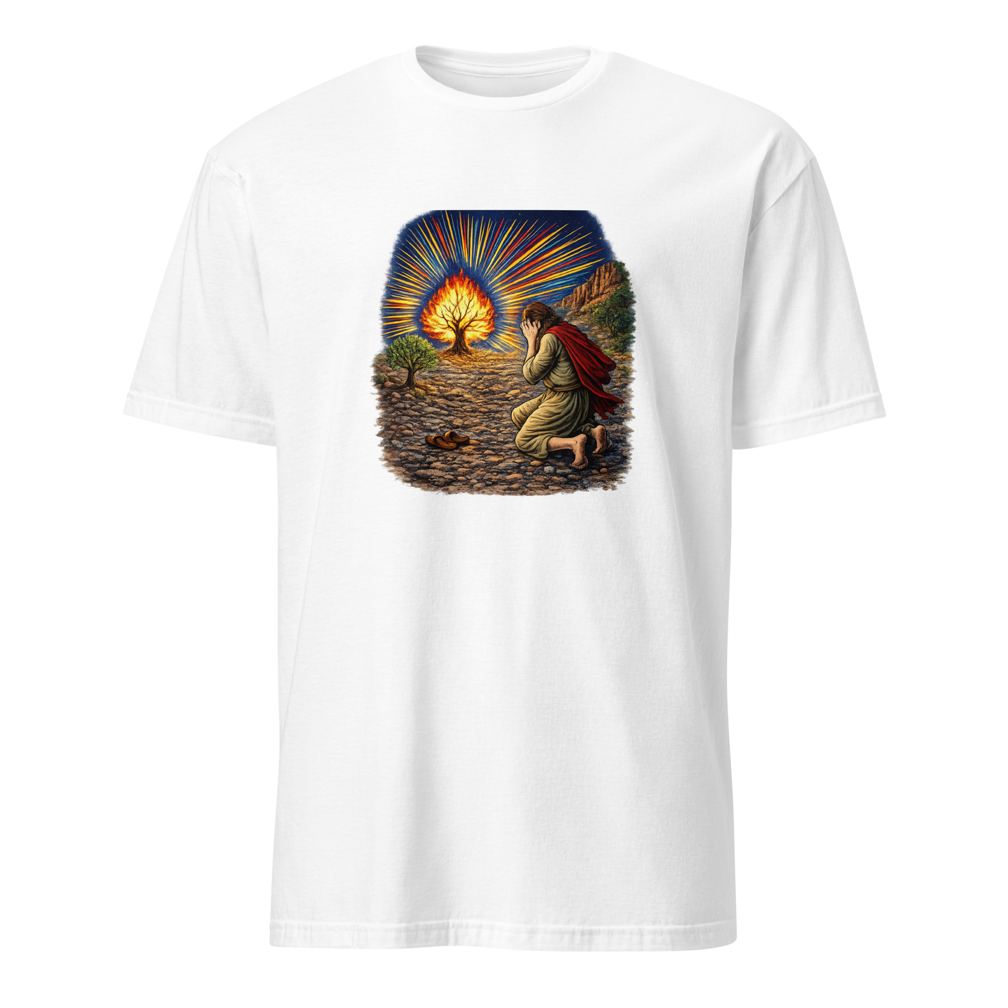 Moses & the Burning Bush Full Color Linocut T-Shirt