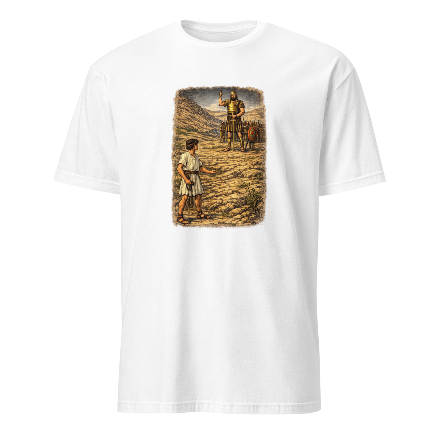 David & Goliath Full Color Linocut T-Shirt