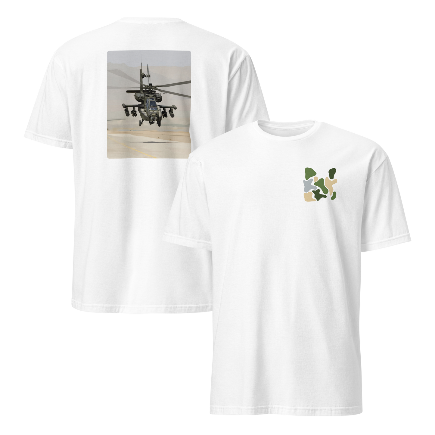 Apache Helicopter Modern Print T-Shirt